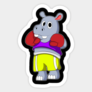 Hippo as Boxer with Boxing gloves Sticker